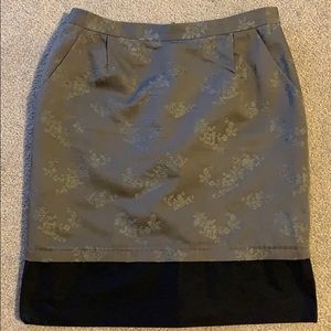 BCBG Jaden Pleated Grey Floral and Black Skirt